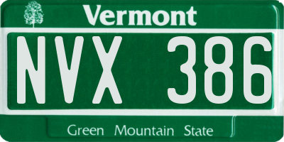 VT license plate NVX386
