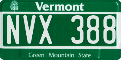 VT license plate NVX388