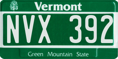 VT license plate NVX392