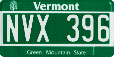 VT license plate NVX396