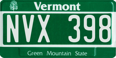 VT license plate NVX398
