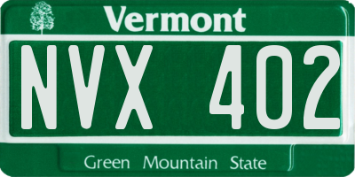 VT license plate NVX402