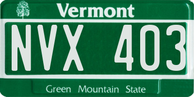 VT license plate NVX403