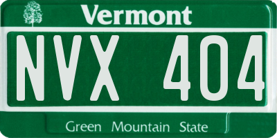 VT license plate NVX404