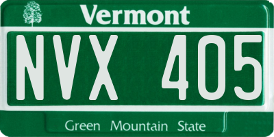 VT license plate NVX405