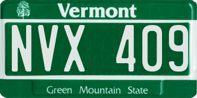 VT license plate NVX409