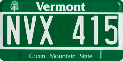 VT license plate NVX415