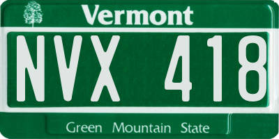 VT license plate NVX418