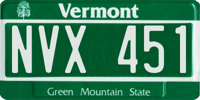 VT license plate NVX451