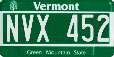 VT license plate NVX452