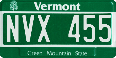 VT license plate NVX455