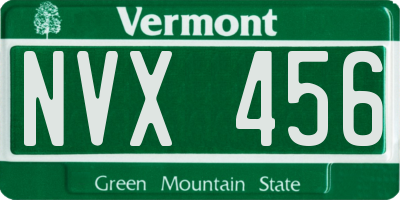 VT license plate NVX456