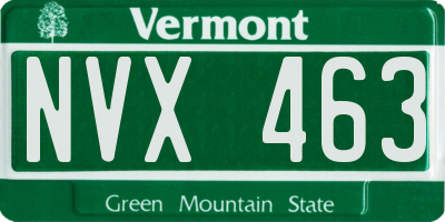 VT license plate NVX463