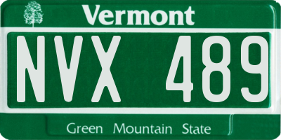 VT license plate NVX489