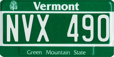 VT license plate NVX490