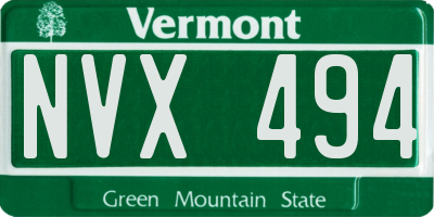VT license plate NVX494