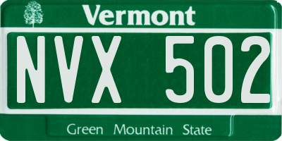 VT license plate NVX502