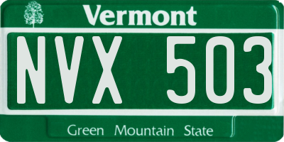VT license plate NVX503