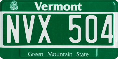 VT license plate NVX504
