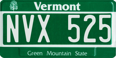 VT license plate NVX525