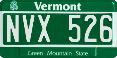 VT license plate NVX526