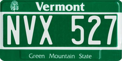 VT license plate NVX527