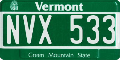 VT license plate NVX533