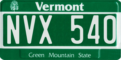 VT license plate NVX540