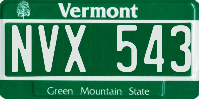 VT license plate NVX543