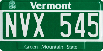 VT license plate NVX545
