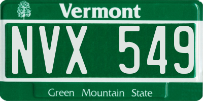 VT license plate NVX549