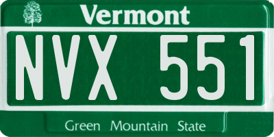 VT license plate NVX551