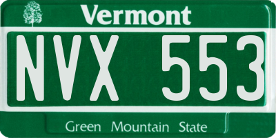 VT license plate NVX553