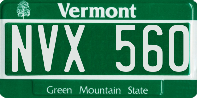 VT license plate NVX560