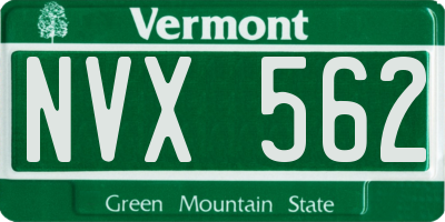 VT license plate NVX562