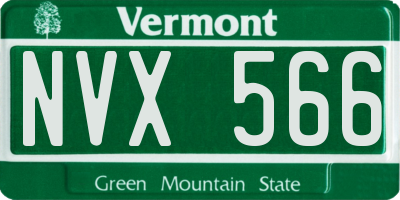 VT license plate NVX566