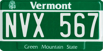 VT license plate NVX567