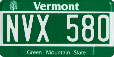 VT license plate NVX580