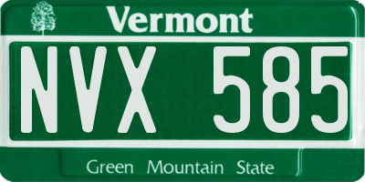 VT license plate NVX585