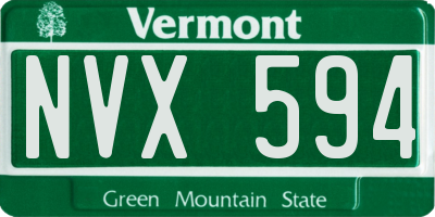 VT license plate NVX594