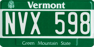 VT license plate NVX598