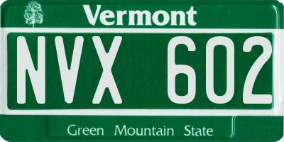 VT license plate NVX602
