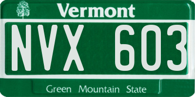 VT license plate NVX603