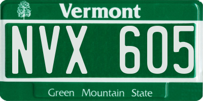 VT license plate NVX605