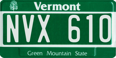 VT license plate NVX610