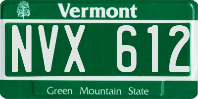 VT license plate NVX612