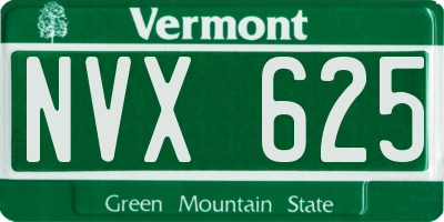VT license plate NVX625