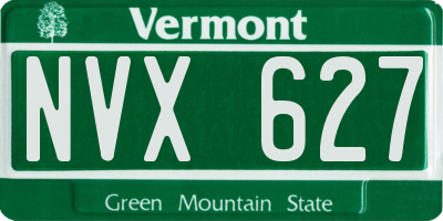 VT license plate NVX627