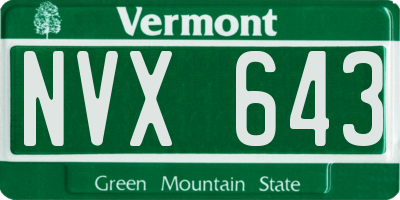 VT license plate NVX643