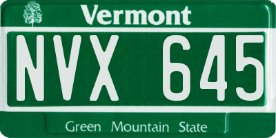 VT license plate NVX645